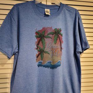 SOFT!  Beachy Summer "Beach Vibes" Mens T-shirt. Design is handcrafted